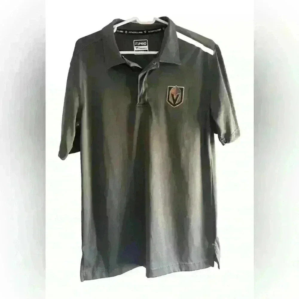 Fanatics NHL Men's Vegas Golden Knights Authentic Pro Rinkside Grey Polo Size M